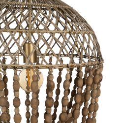 Ceiling lamp with natural beads, 47 x 47 x 88 cm