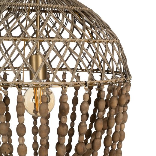 Ceiling lamp with natural beads, 47 x 47 x 88 cm