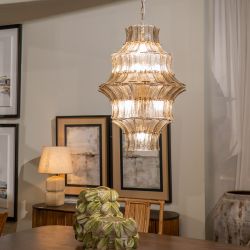 Grey crystal ceiling lamp, lighting 53 x 53 x 76 cm