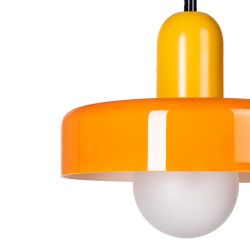 Deckenleuchte aus orangefarbenem Metall und Glas, 25 x 25 x 23 cm