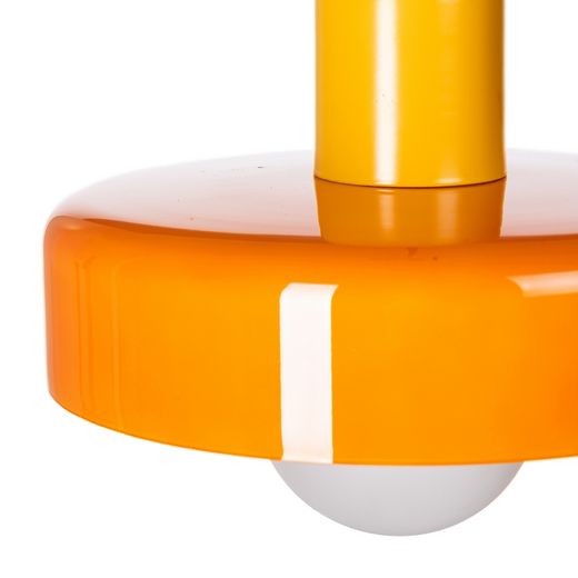 Deckenleuchte aus orangefarbenem Metall und Glas, 25 x 25 x 23 cm