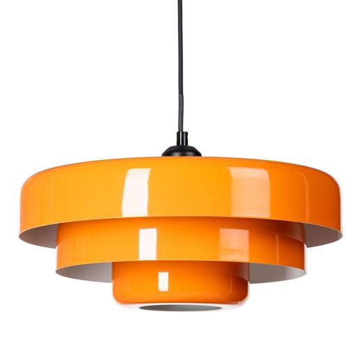 Deckenleuchte aus orangefarbenem Metall und Glas, 35 x 35 x 16 cm