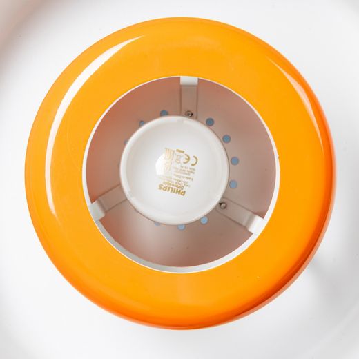 Deckenleuchte aus orangefarbenem Metall und Glas, 35 x 35 x 16 cm