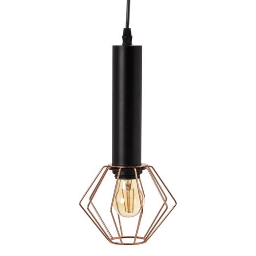 Black and copper metal ceiling lamp 15 x 15 x 30 cm