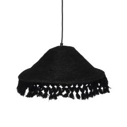 Black ceiling lamp, natural fiber, 40 x 40 x 12 cm