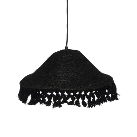 Black ceiling lamp, natural fiber, 40 x 40 x 12 cm