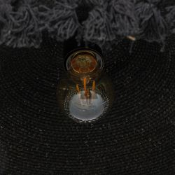 Black ceiling lamp, natural fiber, 40 x 40 x 12 cm
