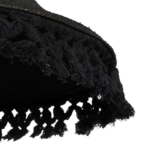 Black ceiling lamp, natural fiber, 40 x 40 x 12 cm