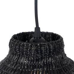 Plafonnier noir, fibre naturelle, 40 x 40 x 15 cm