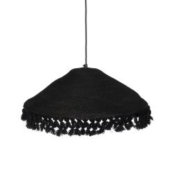Black ceiling lamp, natural fiber, 50 x 50 x 16 cm
