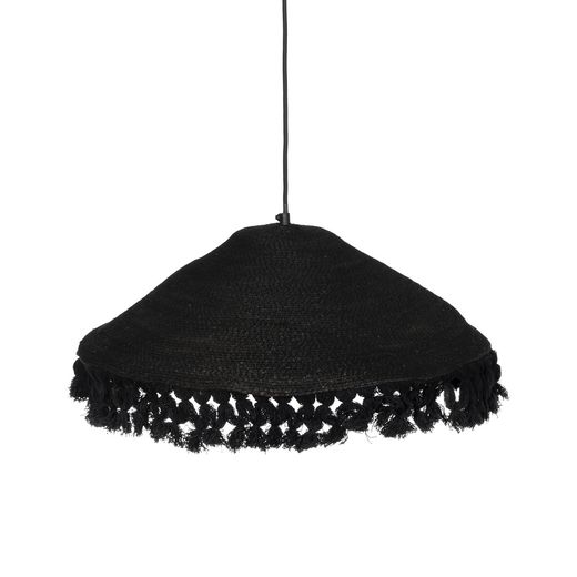 Black ceiling lamp, natural fiber, 50 x 50 x 16 cm