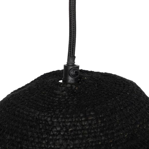 Black ceiling lamp, natural fiber, 50 x 50 x 16 cm