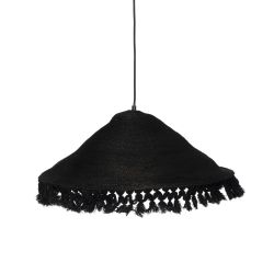 Black ceiling lamp, natural fiber, 60 x 60 x 23 cm