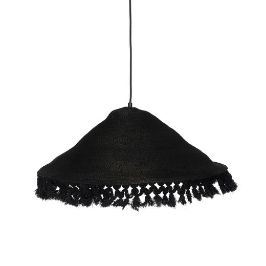 Black ceiling lamp, natural fiber, 60 x 60 x 23 cm