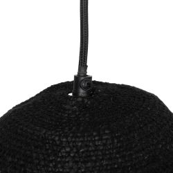Black ceiling lamp, natural fiber, 60 x 60 x 23 cm