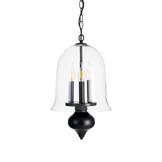 Black metal/glass ceiling lamp 33 x 33 x 54 cm