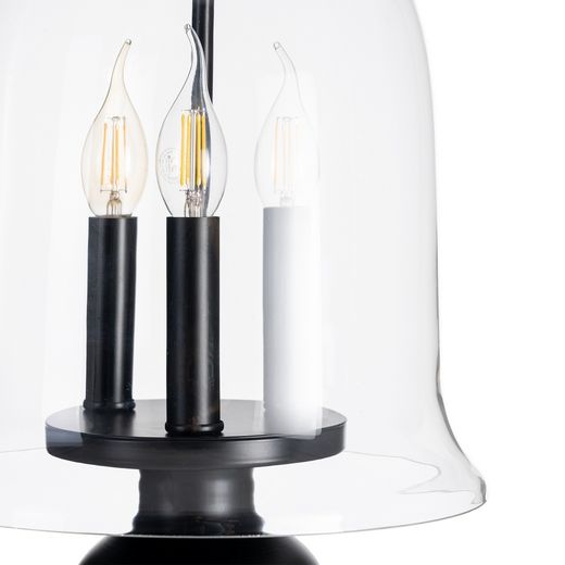 Black metal/glass ceiling lamp 33 x 33 x 54 cm