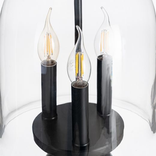 Black metal/glass ceiling lamp 33 x 33 x 54 cm