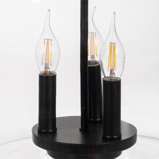 Schwarze Deckenleuchte aus Metall und Glas, 35 x 35 x 72 cm