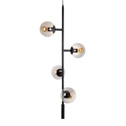 Black metal/glass ceiling lamp 40 x 40 x 234 cm