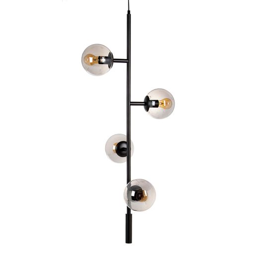 Black metal/glass ceiling lamp 40 x 40 x 234 cm