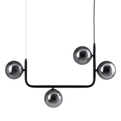 Black metal and glass ceiling lamp, 85 x 15 x 32 cm