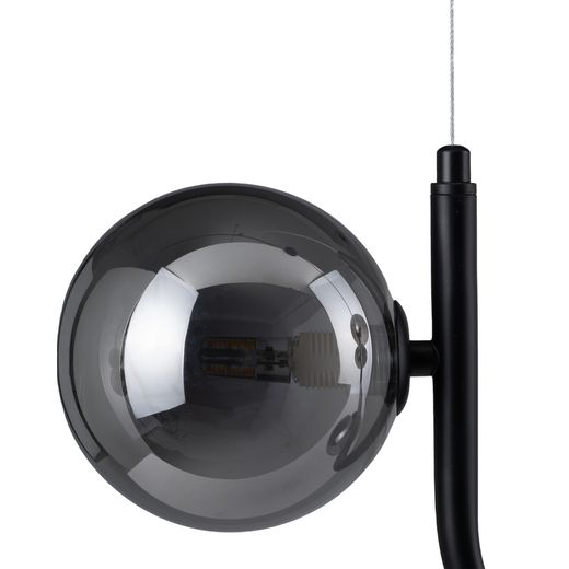 Black metal and glass ceiling lamp, 85 x 15 x 32 cm
