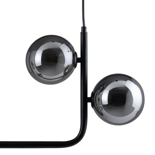 Black metal and glass ceiling lamp, 85 x 15 x 32 cm