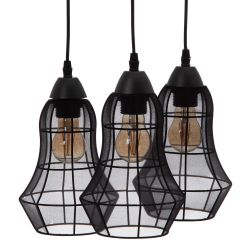 Black fabric-metal ceiling lamp 40 x 40 x 140 cm