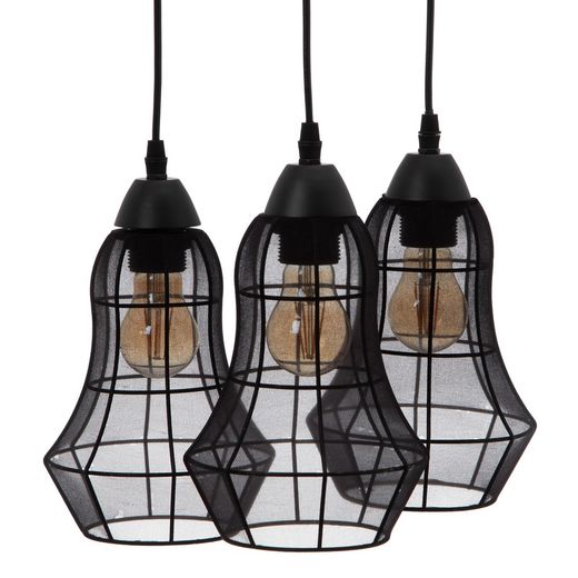 Black fabric-metal ceiling lamp 40 x 40 x 140 cm