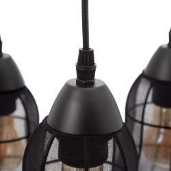 Black fabric-metal ceiling lamp 40 x 40 x 140 cm