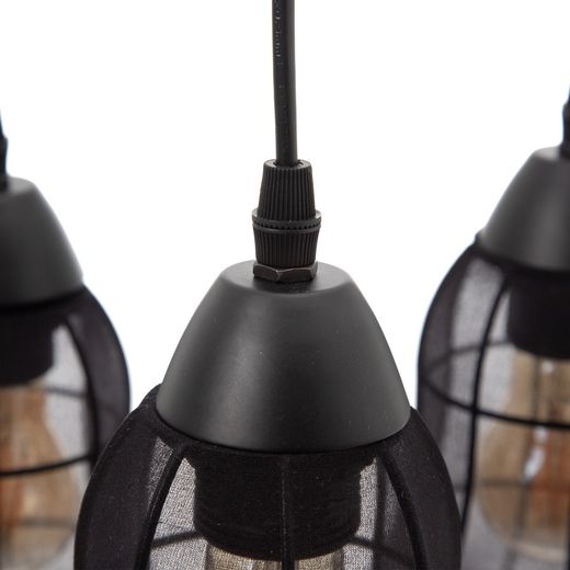 Black fabric-metal ceiling lamp 40 x 40 x 140 cm