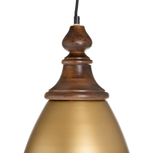 Gold wood-iron ceiling lamp 21 x 21 x 37 cm