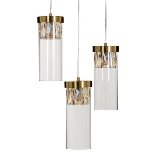 Gold metal-crystal ceiling lamp 31 x 31 x 45 cm