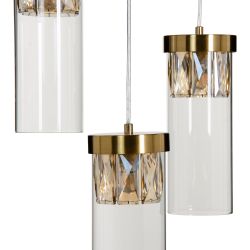 Gold metal-crystal ceiling lamp 31 x 31 x 45 cm