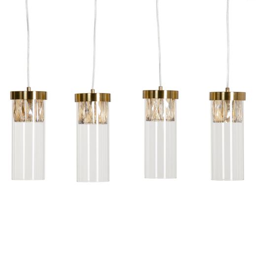 Gold metal-crystal ceiling lamp 91 x 11 x 45 cm