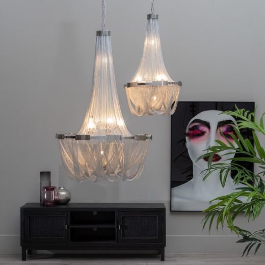 Silver metal ceiling lamp, lighting, 50 x 50 x 90 cm