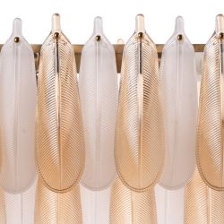 Champagnerfarbene Feder-Deckenleuchte, Kristall, 100 x 35 x 38 cm