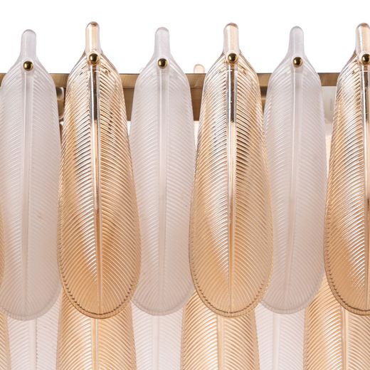 Champagnerfarbene Feder-Deckenleuchte, Kristall, 100 x 35 x 38 cm