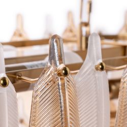 Champagnerfarbene Feder-Deckenleuchte, Kristall, 100 x 35 x 38 cm