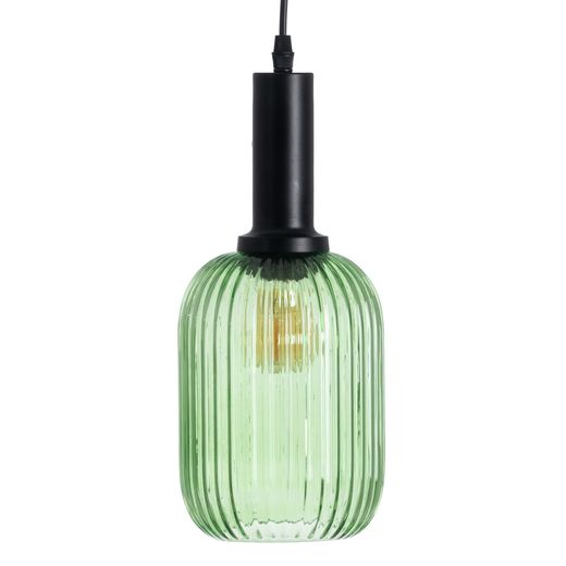 Green metal and glass ceiling lamp 14 x 14 x 32 cm