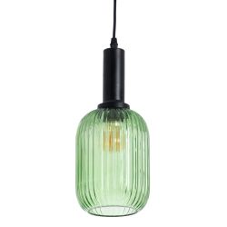 Green metal and glass ceiling lamp 14 x 14 x 32 cm