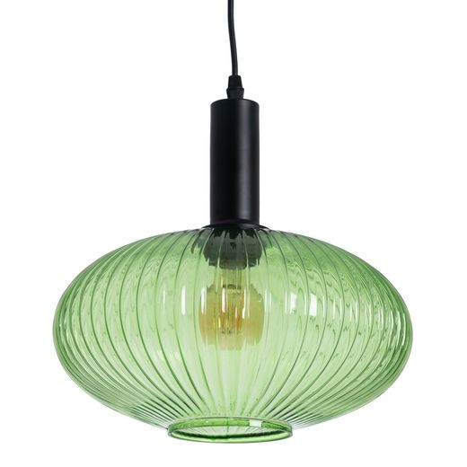 Green metal and glass ceiling lamp 30 x 30 x 26 cm