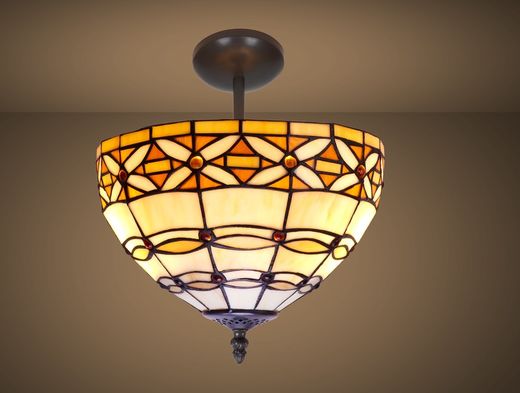 Low Ceiling Lamp Tiffany Series Ivory diameter 30cm Tiffan and Light