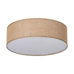 Natural metal/linen ceiling light 50 x 50 x 15 cm