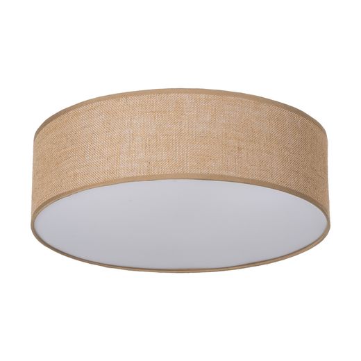 Natural metal/linen ceiling light 50 x 50 x 15 cm