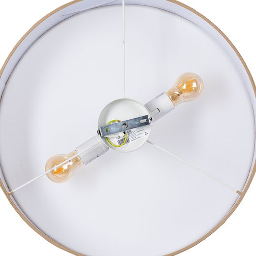 Natural metal/linen ceiling light 50 x 50 x 15 cm