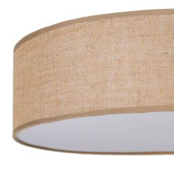 Natural metal/linen ceiling light 50 x 50 x 15 cm