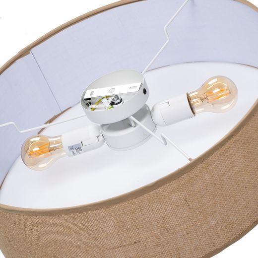Natural metal/linen ceiling light 50 x 50 x 15 cm