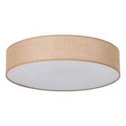 Natural metal/linen ceiling light 70 x 70 x 15 cm